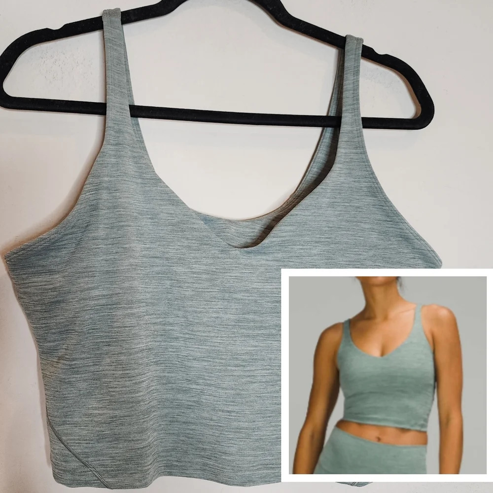 Lululemon Align Crop Tank Heathered Tidewater Teal Size 14 - Picture 2 of 14